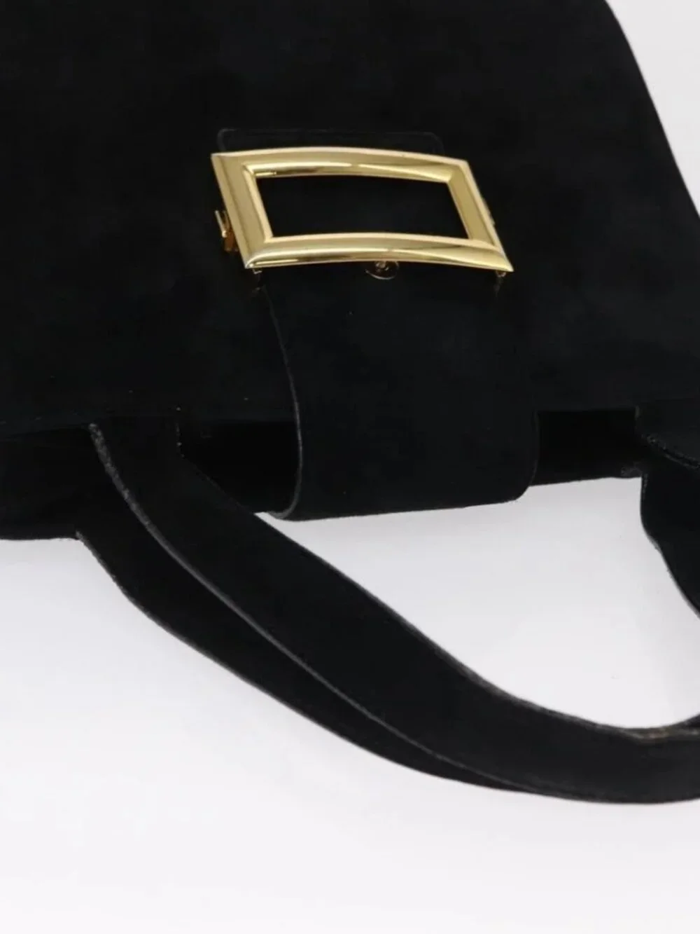 PRADA Hand Bag Suede Black Gold - Picture 8 of 16
